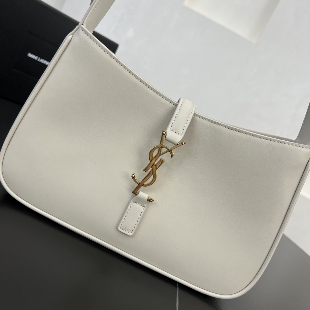 Saint Laurent LE 5 A 7 Smooth Calfskin Shoulder Bag Handbag White 657228 